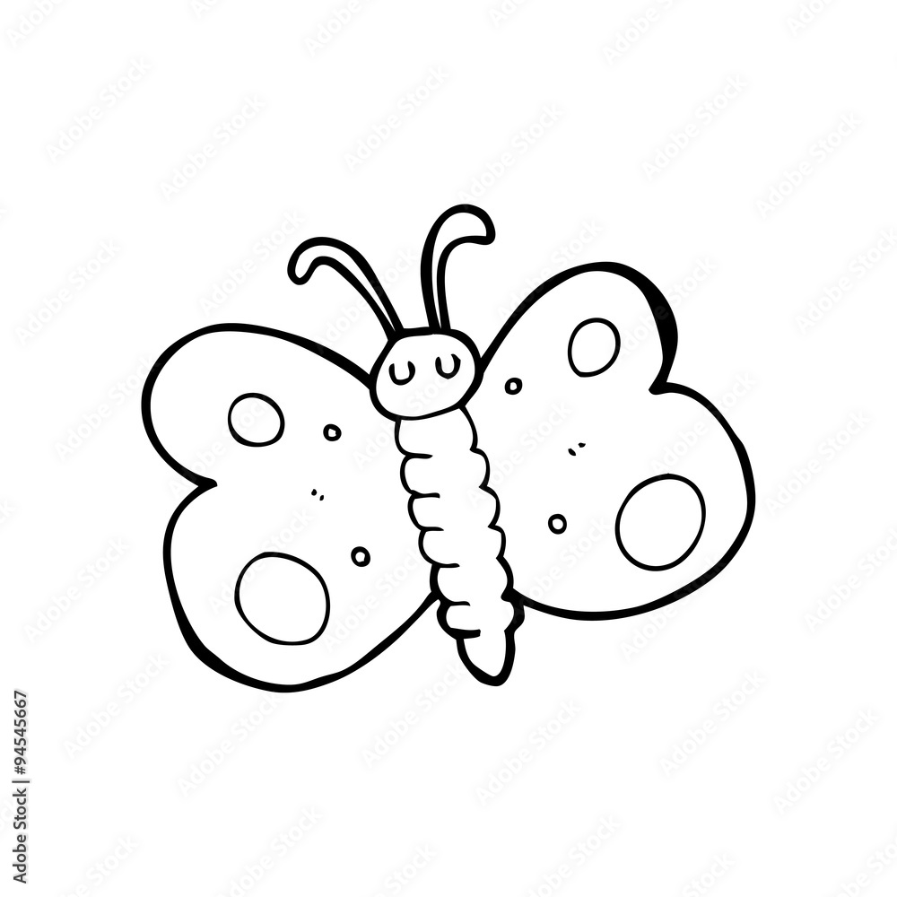 line drawing cartoon butterfly Stock Vector | Adobe Stock