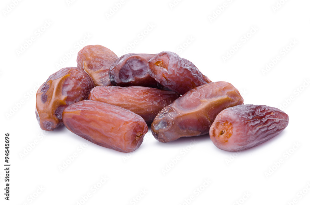 Medjool dates from above isolated on white background Medjool dates from above isolated on white background