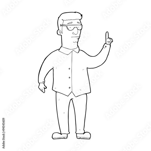 line drawing cartoon  man wearing sunglasses