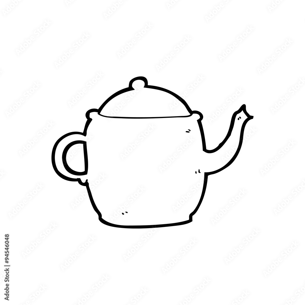 line drawing cartoon tea pot Stock Vector | Adobe Stock