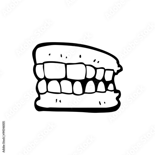line drawing cartoon  false teeth