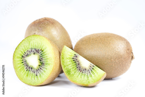 Fresh kiwi fruits on white background