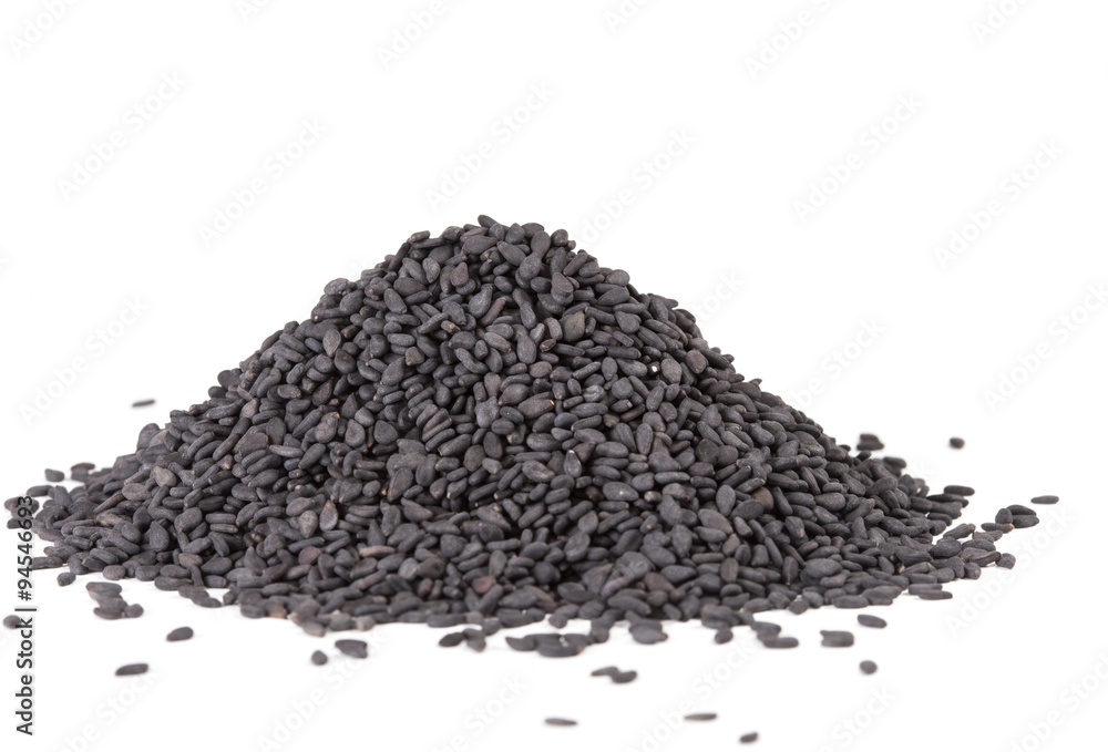 Pile of black sesame seeds isolated Pile of black sesame seeds isolated