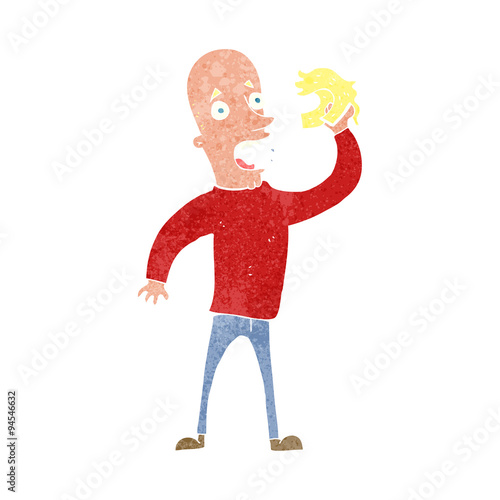 cartoon bald man with wig