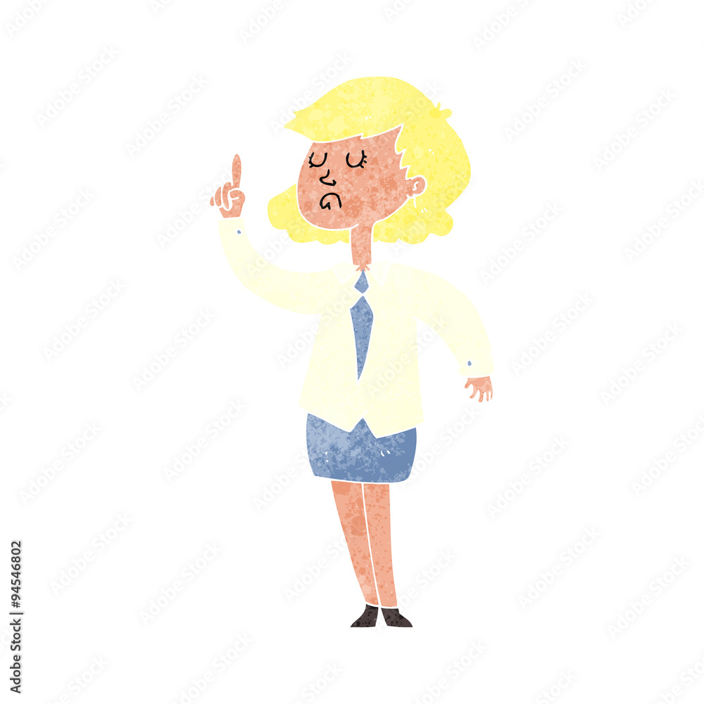 cartoon woman making point cartoon woman making point