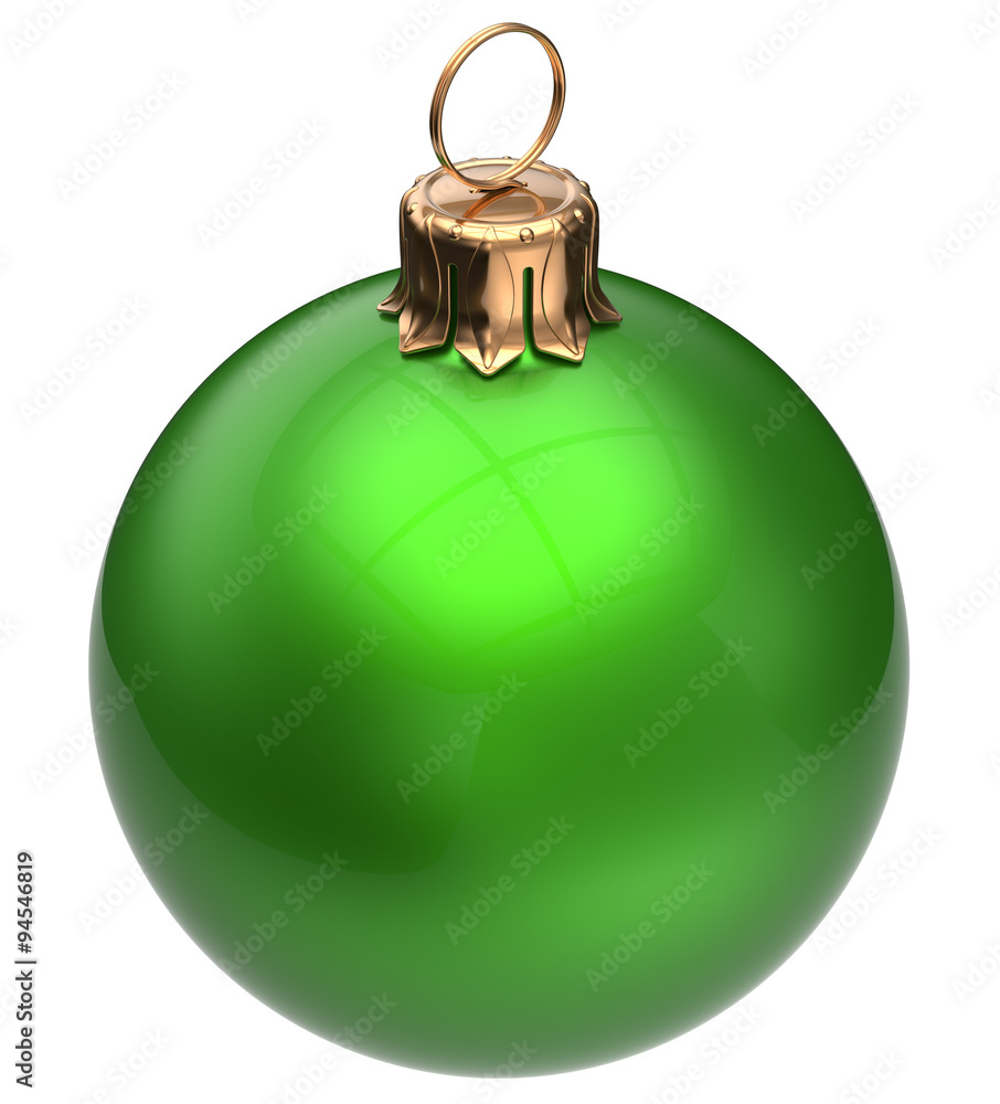 Christmas ball green New Year's Eve bauble wintertime decoration glossy sphere hanging adornment classic. Traditional winter happy holidays ornament Merry Xmas symbol blank round. 3d render isolated Christmas ball green New Year's Eve bauble wintertime decoration glossy sphere hanging adornment classic. Traditional winter happy holidays ornament Merry Xmas symbol blank round. 3d render isolated