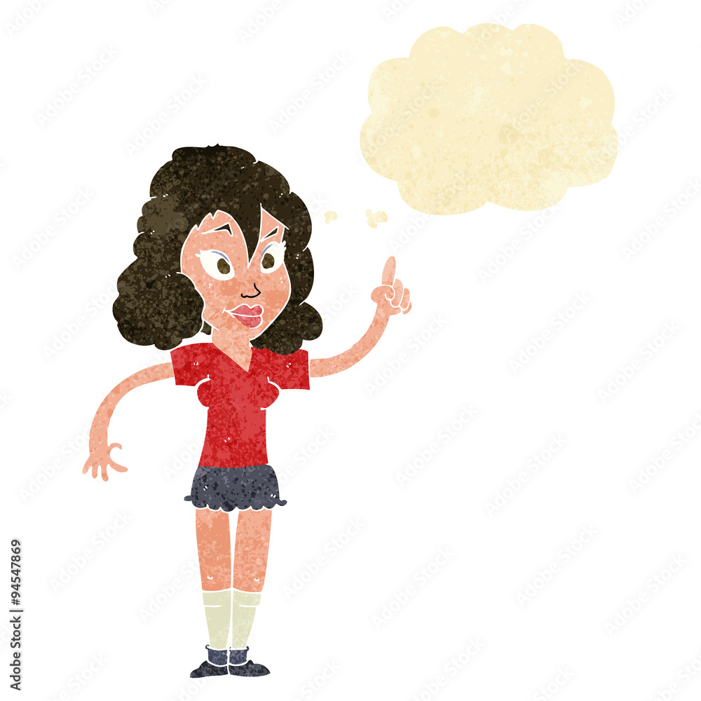 cartoon pretty woman with idea with thought bubble cartoon pretty woman with idea with thought bubble