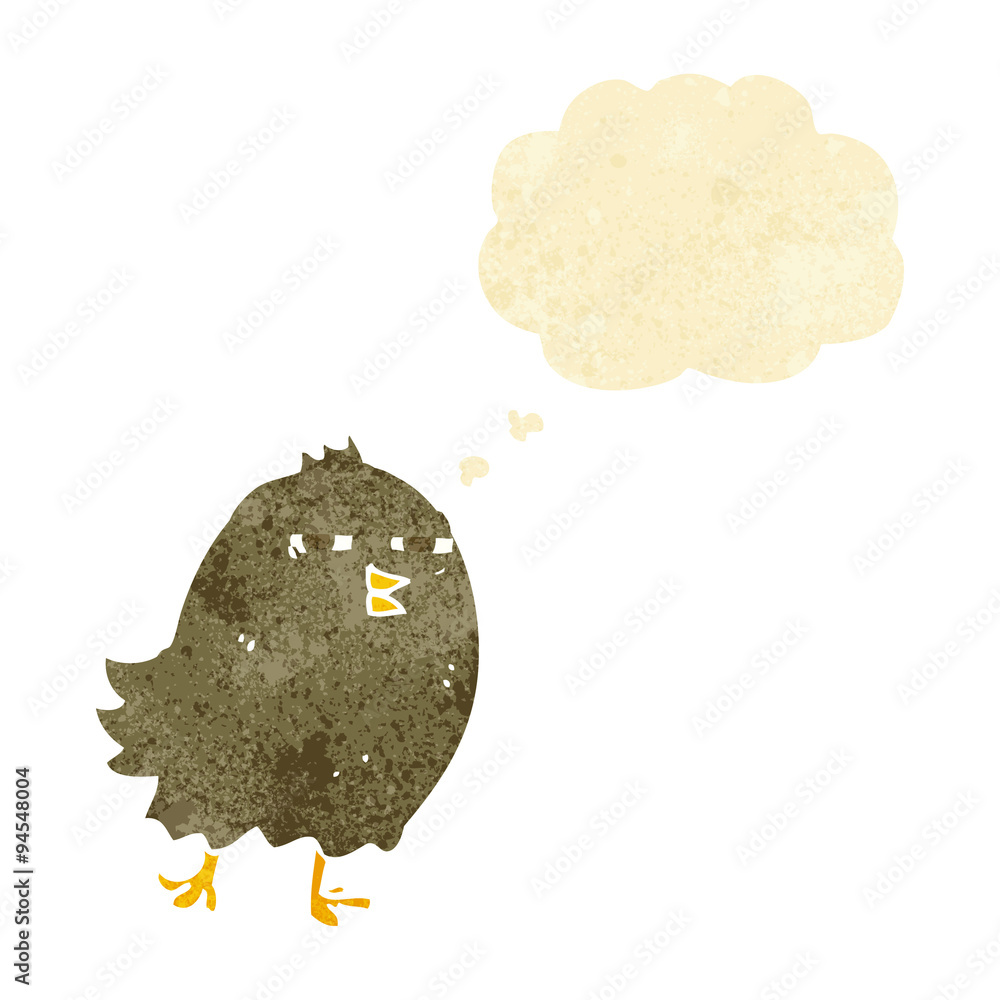 funny cartoon bird with thought bubble funny cartoon bird with thought bubble