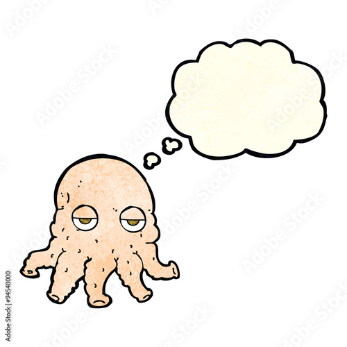 cartoon alien squid face with thought bubble