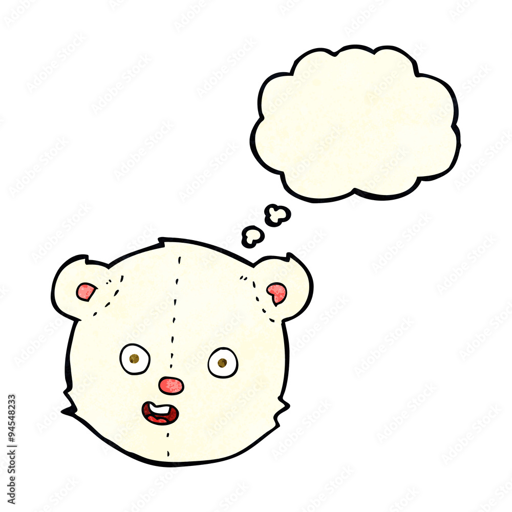 cartoon polar teddy bear head with thought bubble cartoon polar teddy bear head with thought bubble