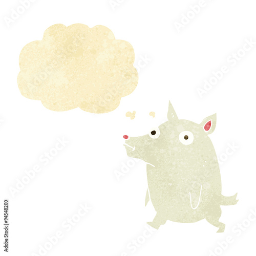 cartoon funny little dog with thought bubble