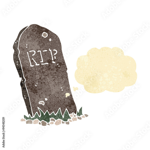 cartoon spooky grave with thought bubble