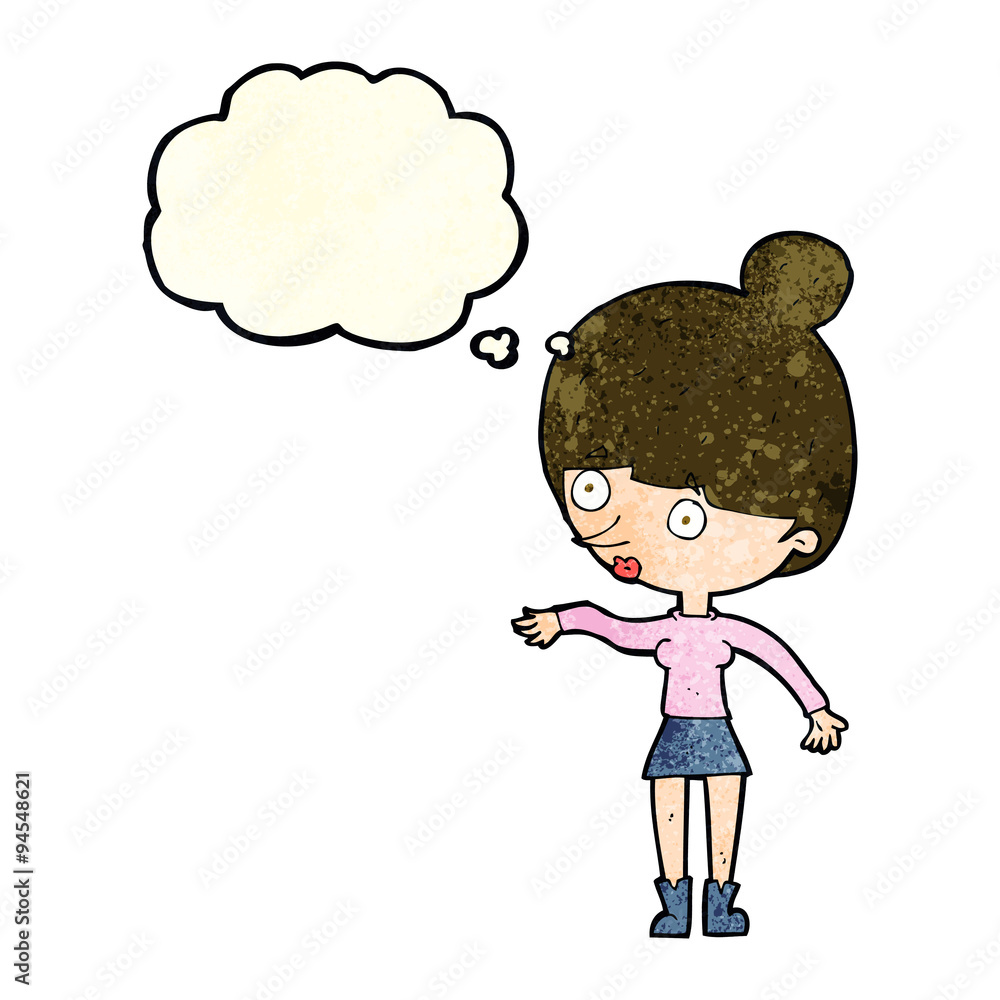 cartoon surprised woman with thought bubble cartoon surprised woman with thought bubble