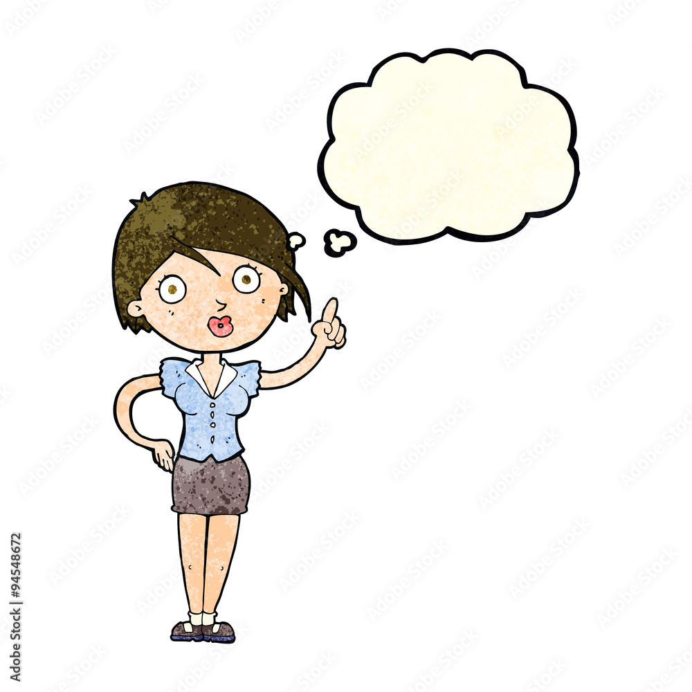 cartoon pretty woman with idea with thought bubble cartoon pretty woman with idea with thought bubble