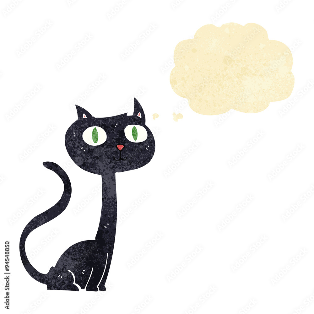cartoon black cat with thought bubble cartoon black cat with thought bubble