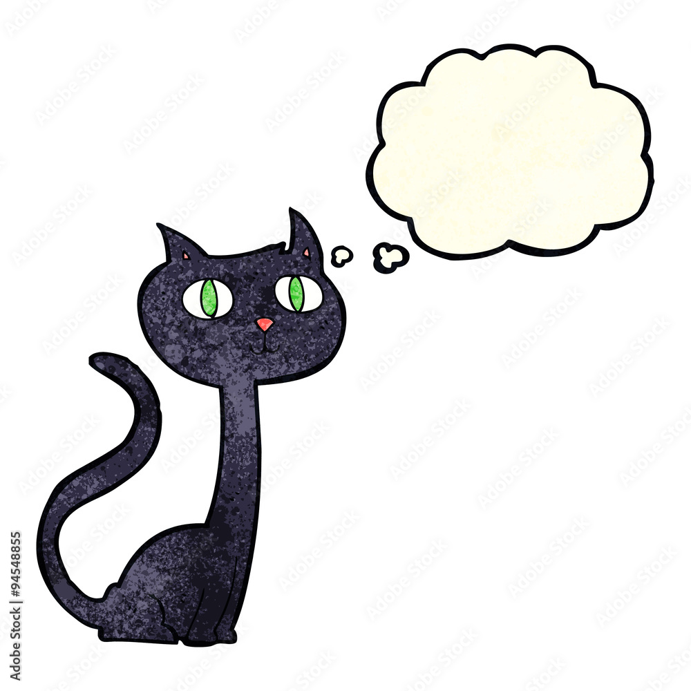 cartoon black cat with thought bubble cartoon black cat with thought bubble