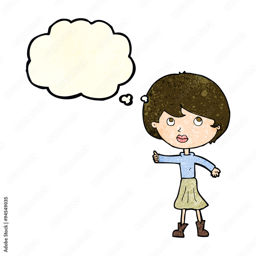 cartoon woman asking question with thought bubble cartoon woman asking question with thought bubble