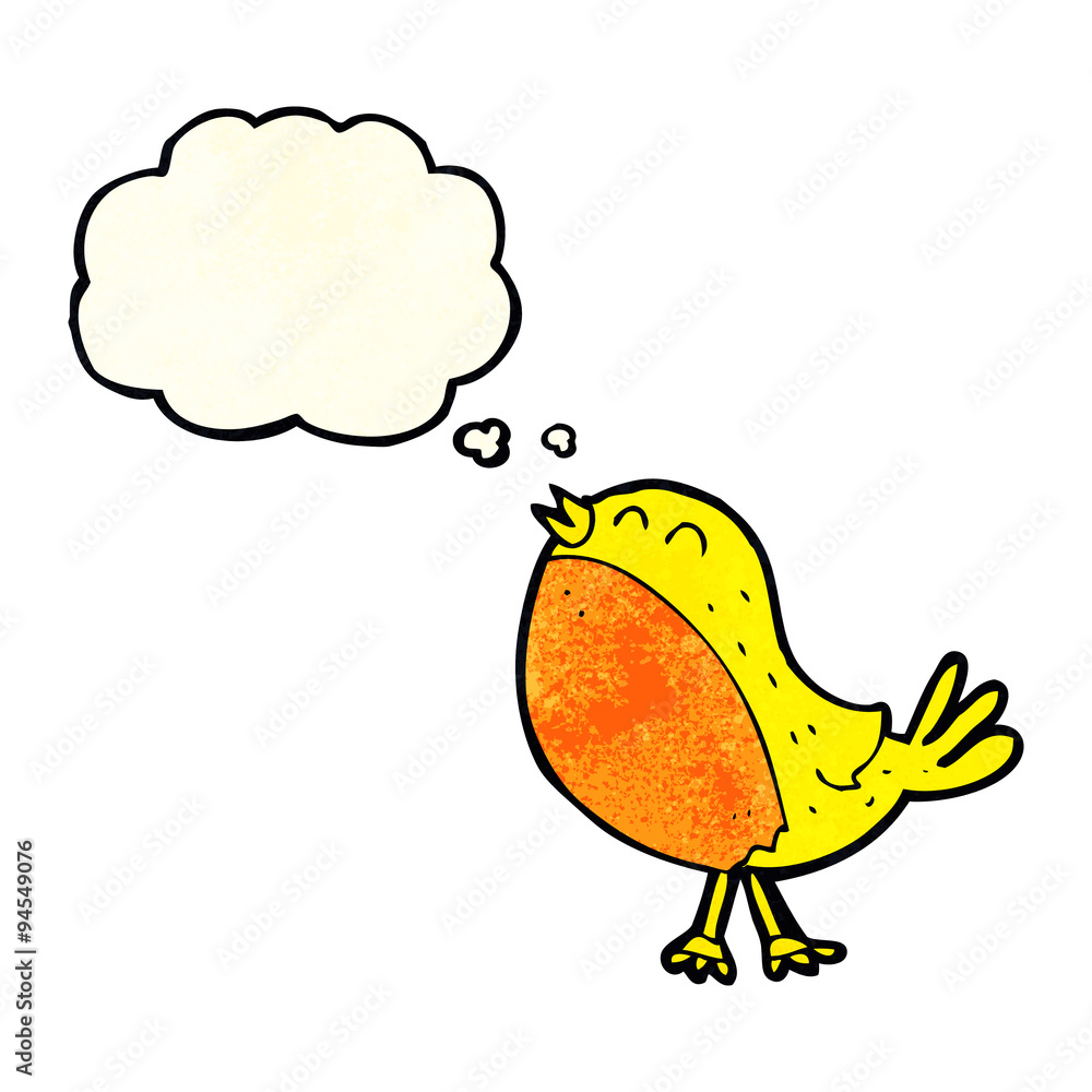 cartoon singing bird with thought bubble cartoon singing bird with thought bubble