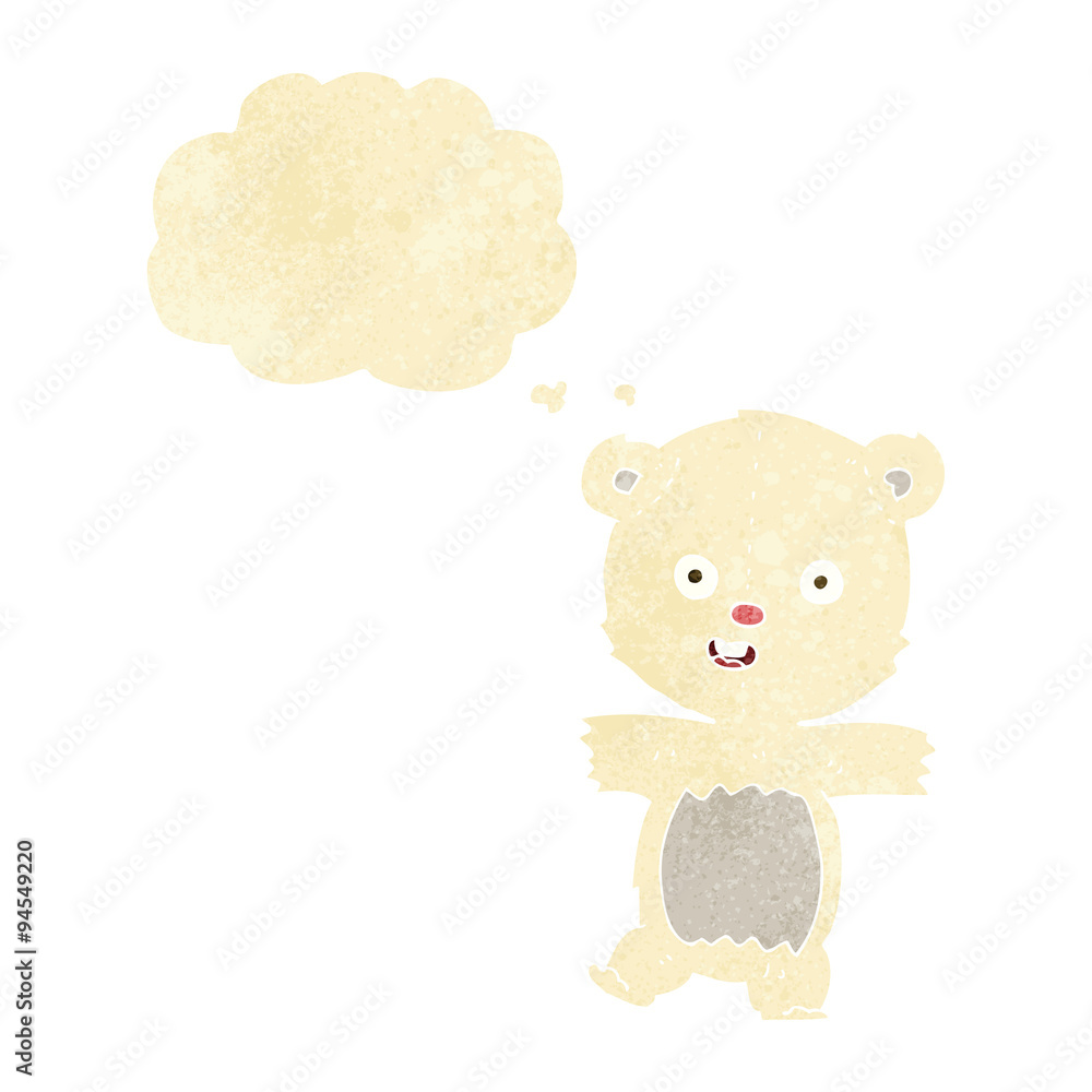 Obraz premium cartoon cute polar bear cub with thought bubble