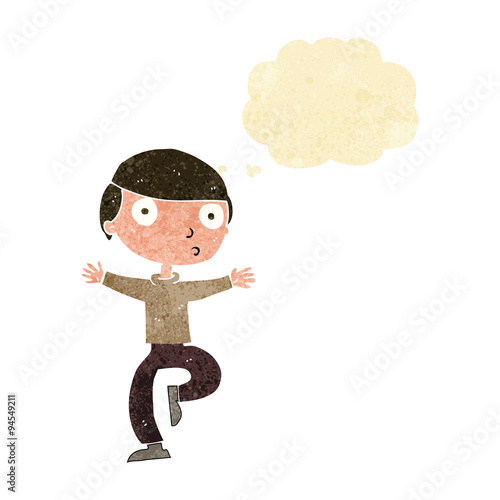 cartoon startled man with thought bubble