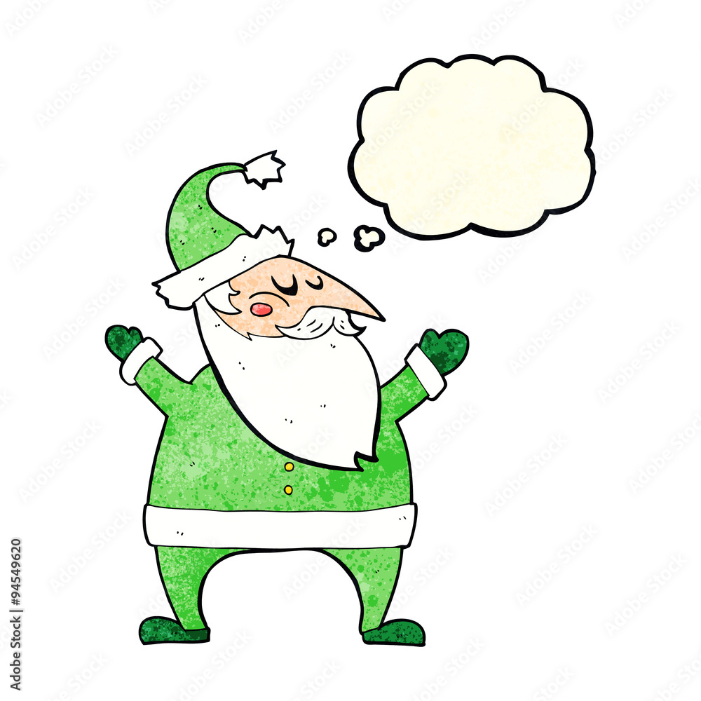 cartoon santa claus with thought bubble cartoon santa claus with thought bubble