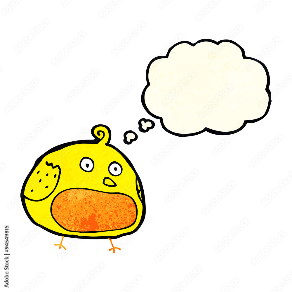cartoon fat bird with thought bubble cartoon fat bird with thought bubble