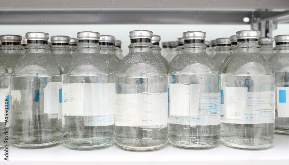 Bottles of chemicals in warehouse Bottles of chemicals in warehouse