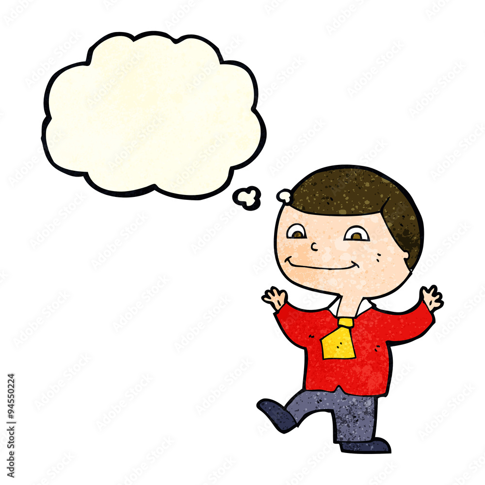 cartoon happy boy with thought bubble cartoon happy boy with thought bubble