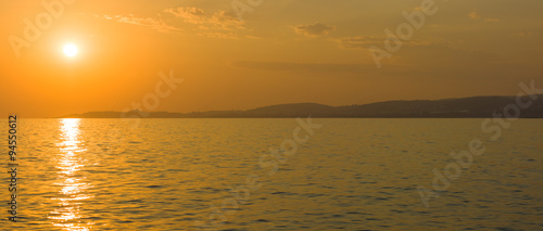 Sunset on the sea. Panoramic view.