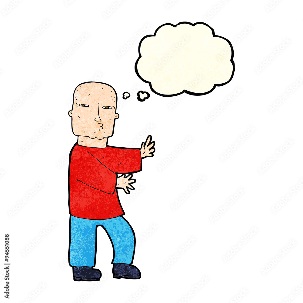 cartoon tough man with thought bubble cartoon tough man with thought bubble