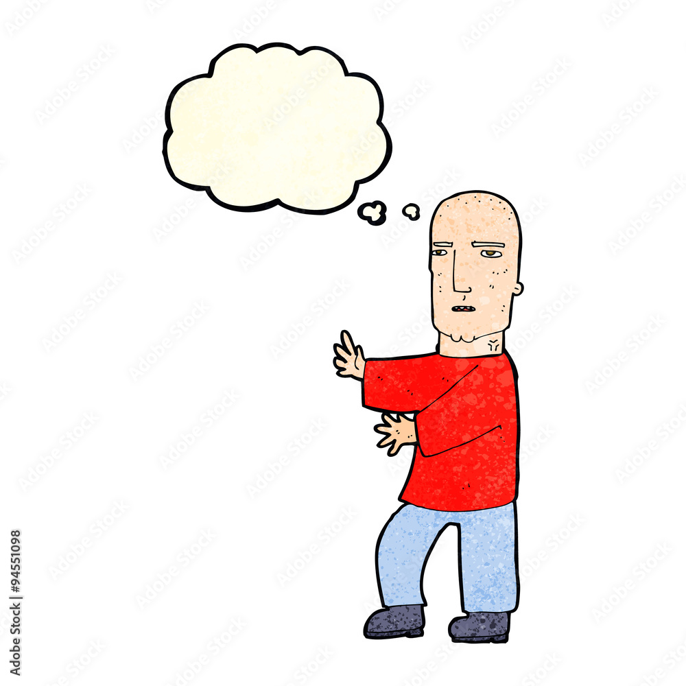 cartoon tough man with thought bubble cartoon tough man with thought bubble