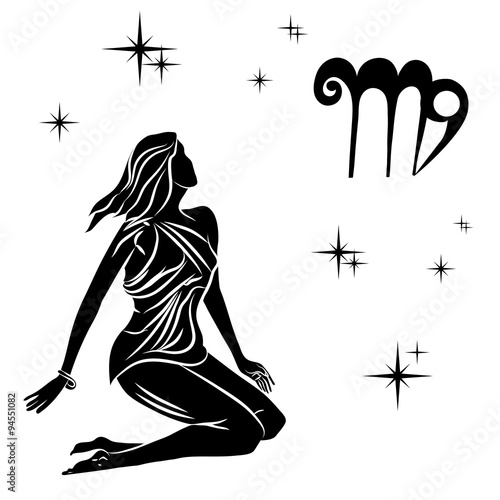 black silhouette of  virgo are on  white background.