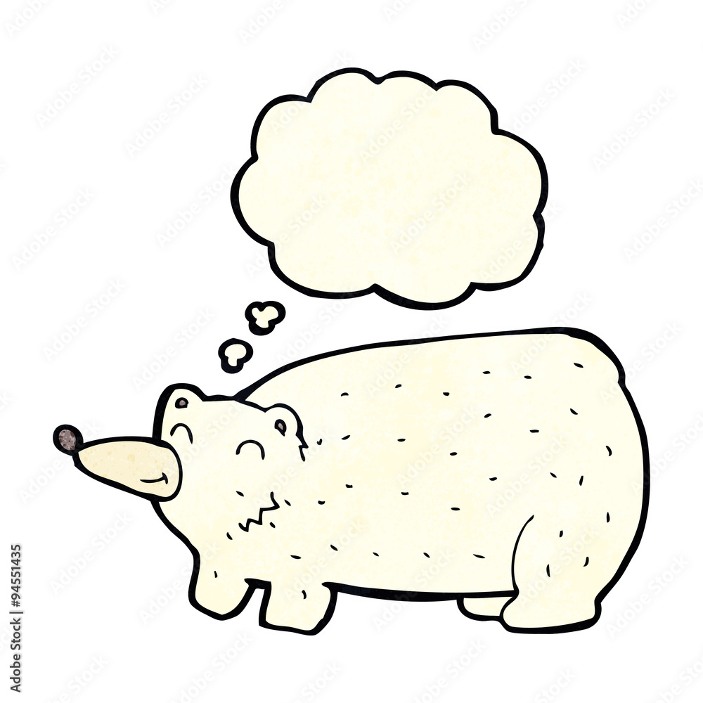 funny cartoon polar bear with thought bubble funny cartoon polar bear with thought bubble