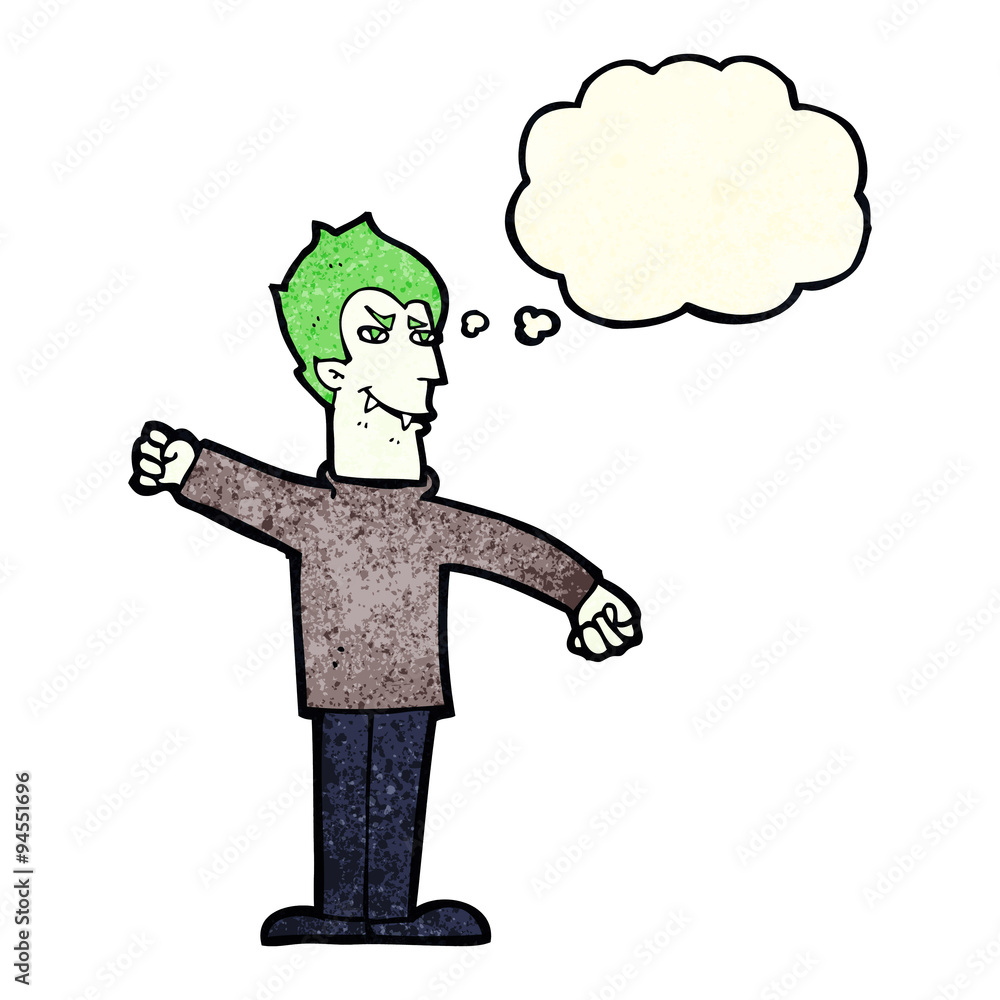 Fototapeta premium cartoon vampire man with thought bubble