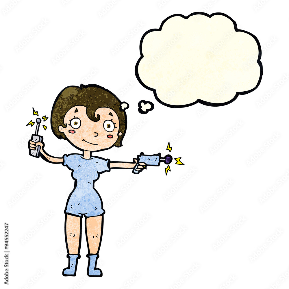cartoon future space girl with thought bubble cartoon future space girl with thought bubble