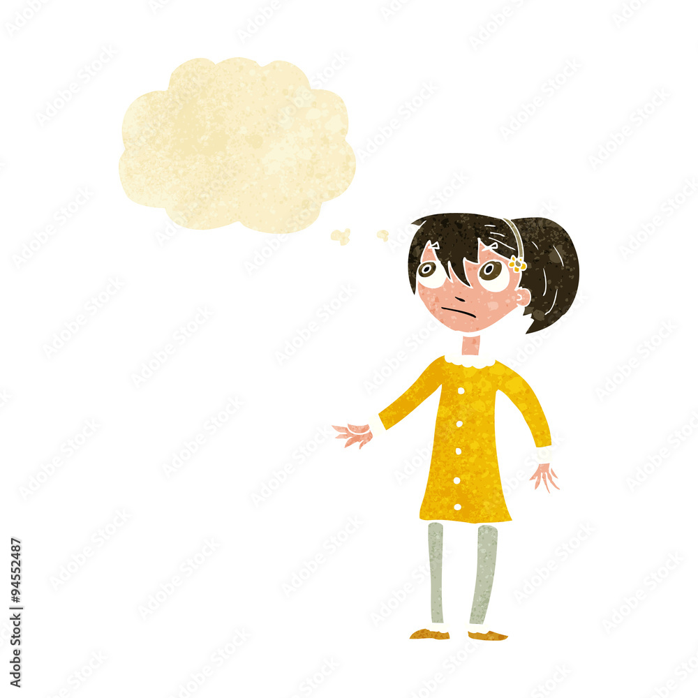 cartoon worried girl with thought bubble cartoon worried girl with thought bubble