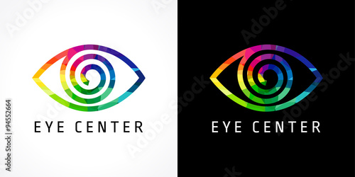 Eye clinic color logo. The bright icon with color schematic eye for ophthalmologic centers and hospitals.