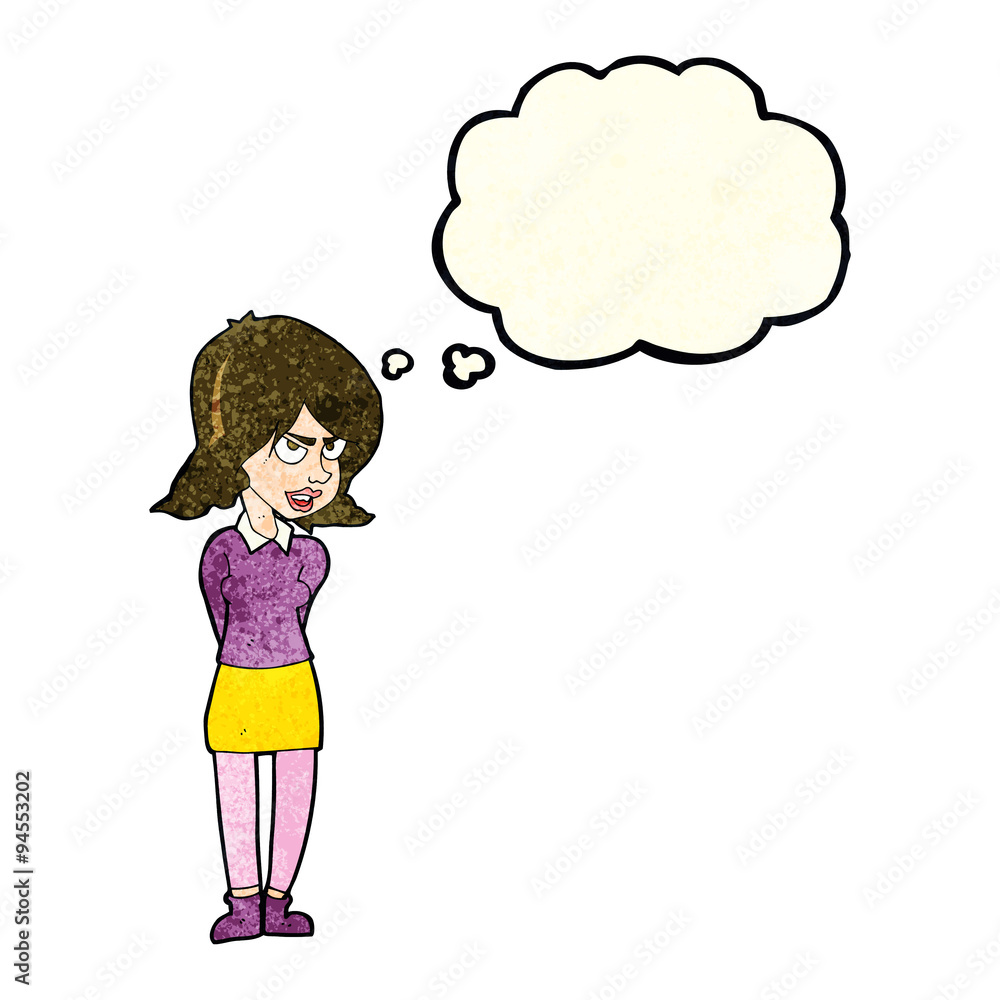 cartoon annoyed woman with thought bubble cartoon annoyed woman with thought bubble