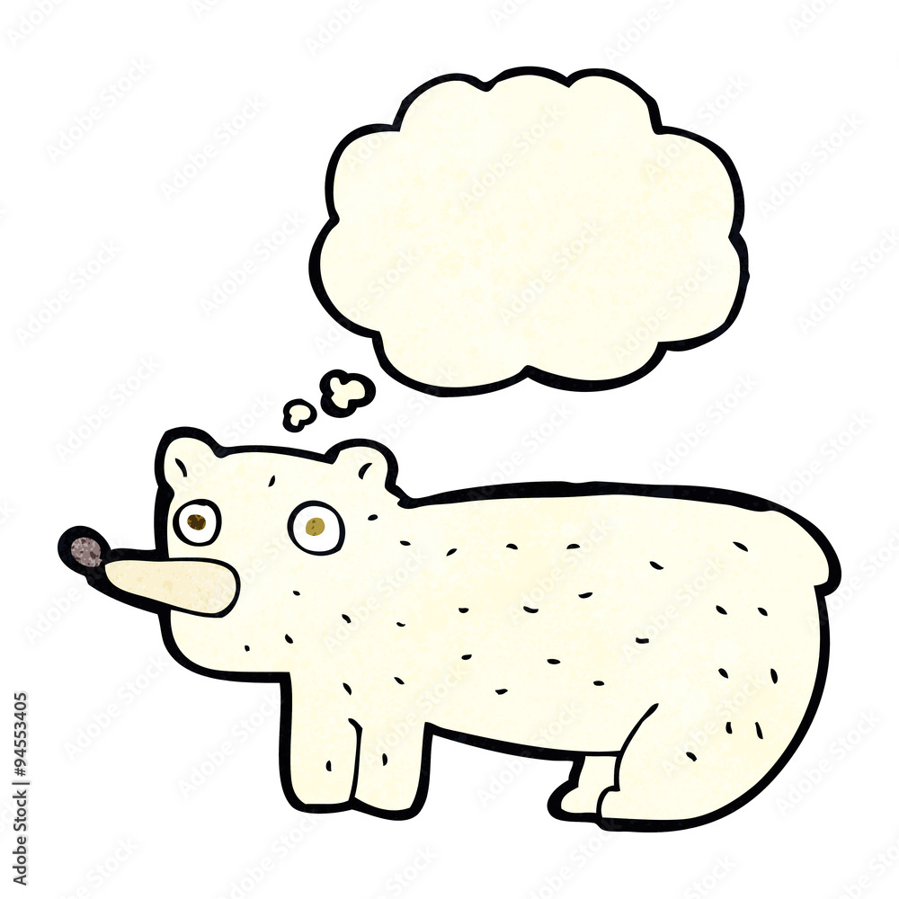 funny cartoon polar bear with thought bubble funny cartoon polar bear with thought bubble
