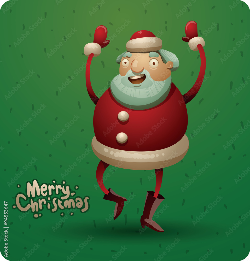 Vector funny fat Santa Claus. Cartoon image of funny fat Santa Claus in