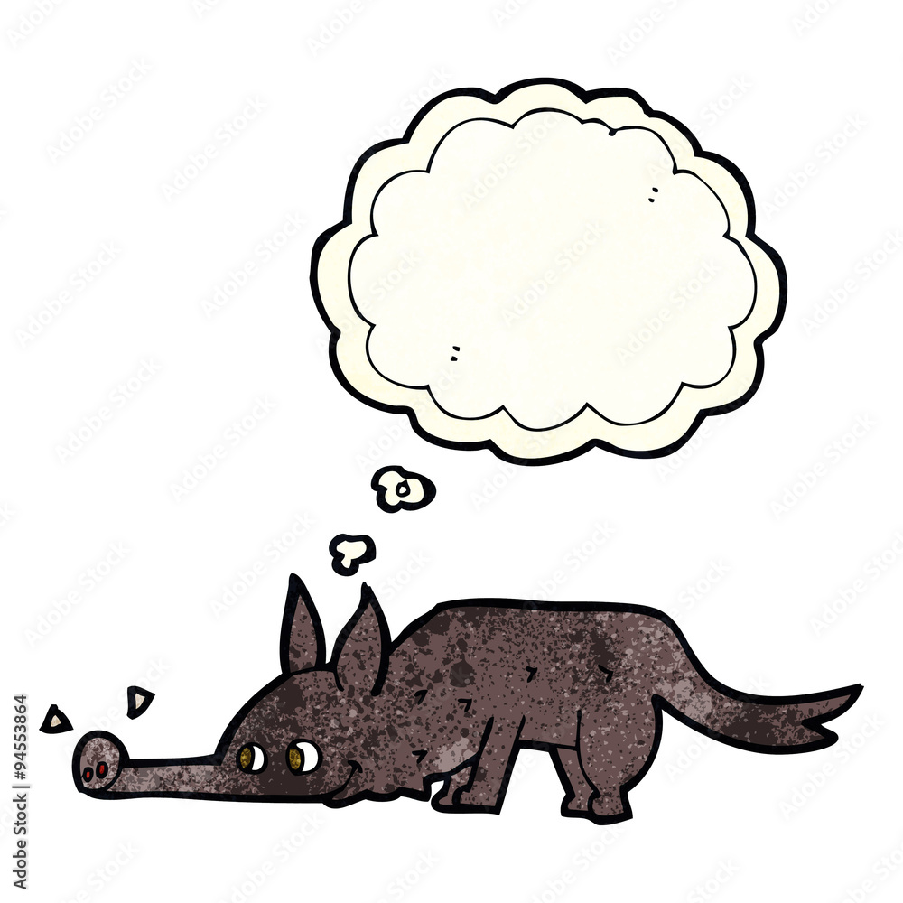 cartoon dog sniffing floor with thought bubble cartoon dog sniffing floor with thought bubble