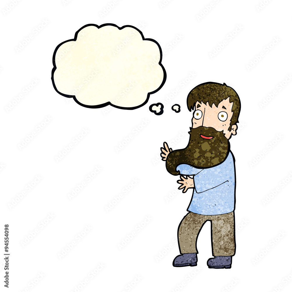 cartoon excited bearded man with thought bubble cartoon excited bearded man with thought bubble