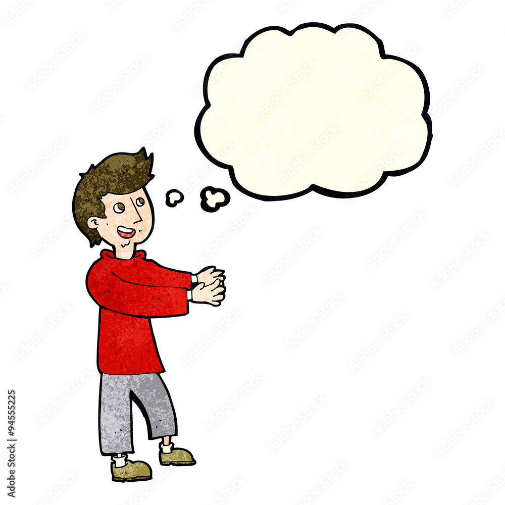 cartoon happy man with thought bubble cartoon happy man with thought bubble