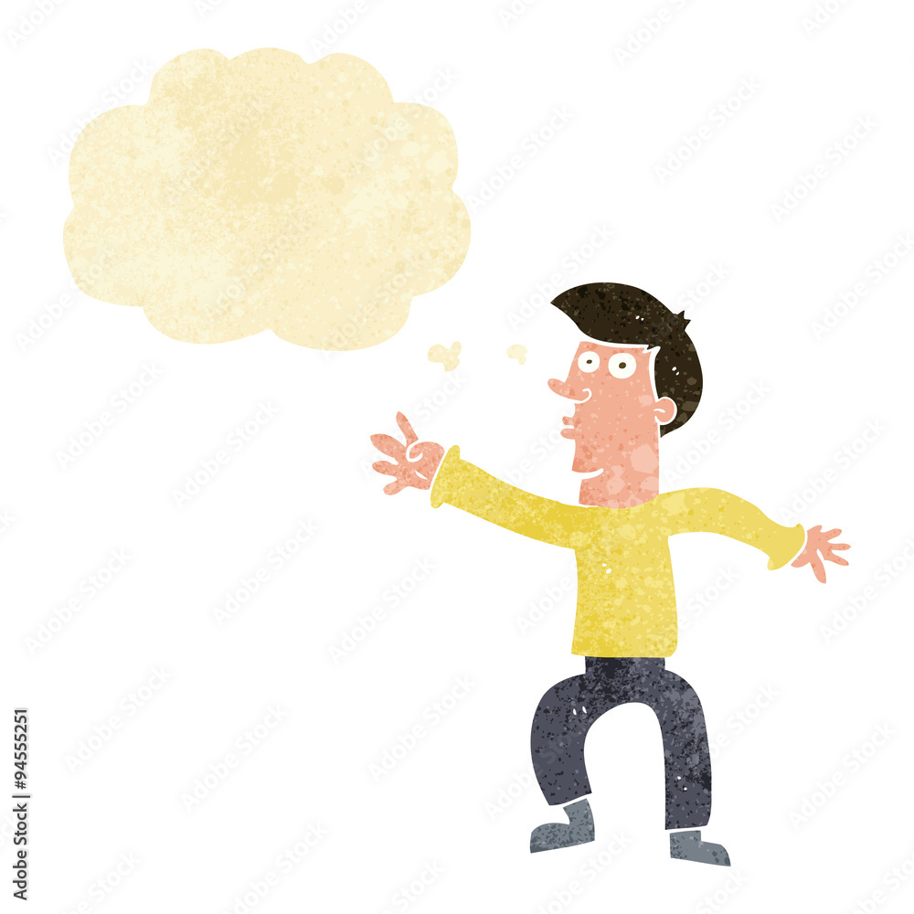 cartoon reaching man with thought bubble cartoon reaching man with thought bubble