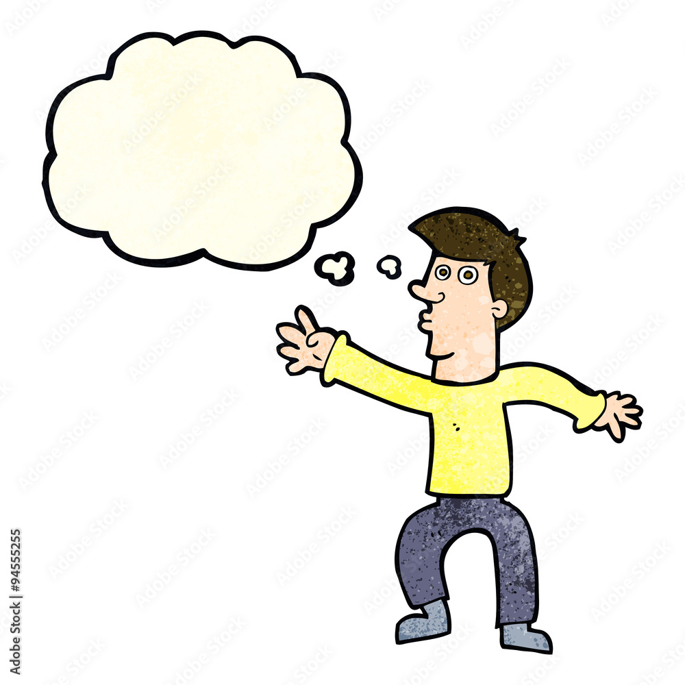 cartoon reaching man with thought bubble cartoon reaching man with thought bubble