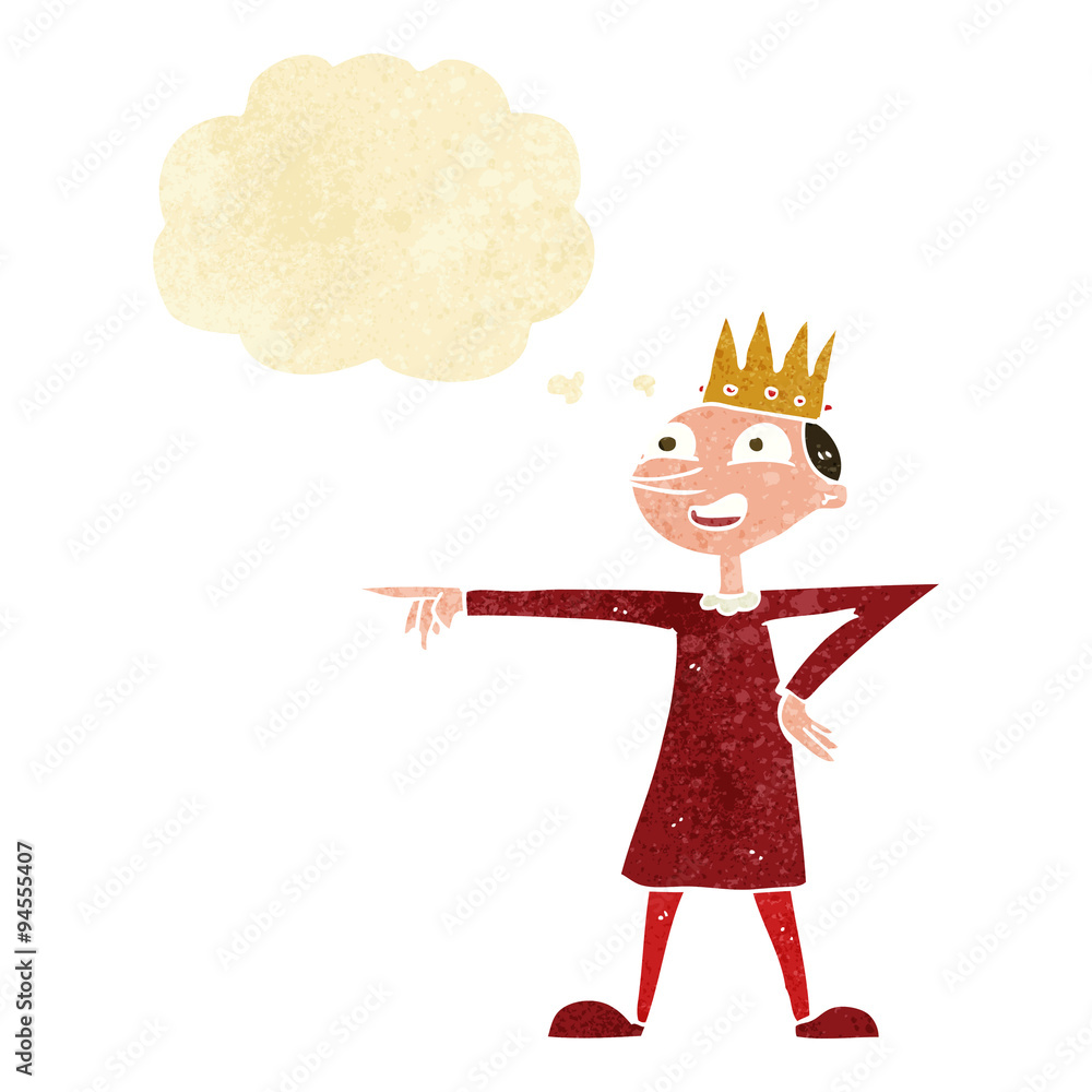 cartoon pointing prince with thought bubble cartoon pointing prince with thought bubble
