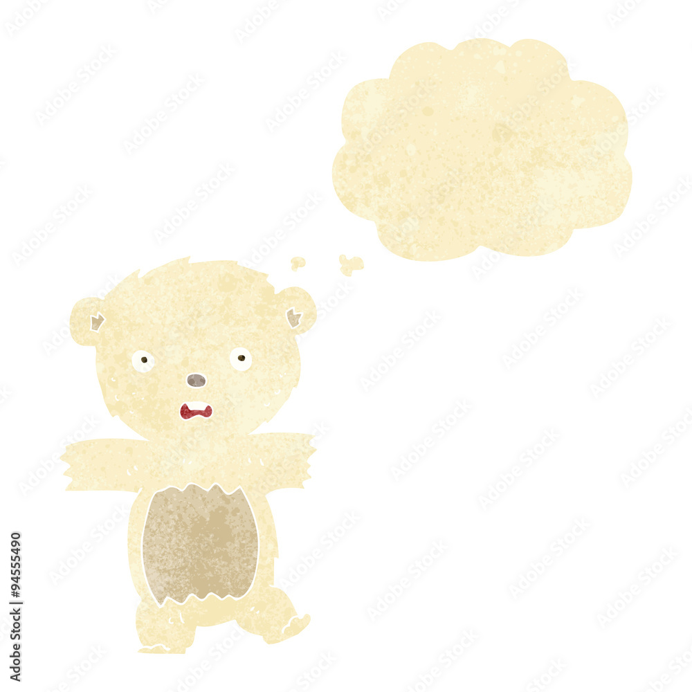 cartoon shocked polar bear cub with thought bubble cartoon shocked polar bear cub with thought bubble