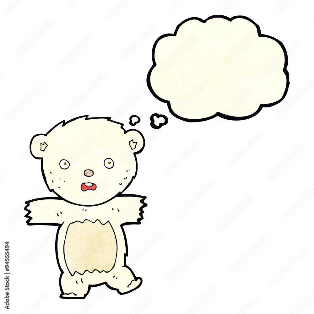 cartoon shocked polar bear cub with thought bubble cartoon shocked polar bear cub with thought bubble