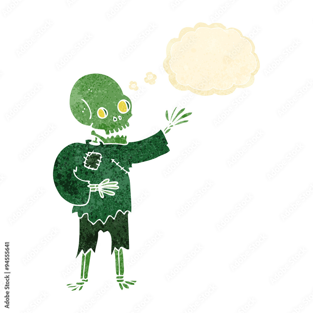 cartoon skeleton waving with thought bubble cartoon skeleton waving with thought bubble