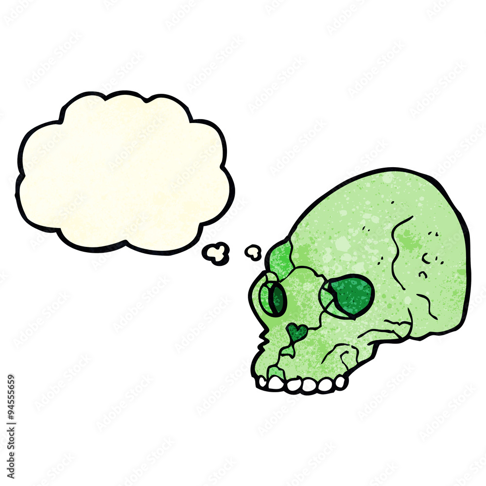 cartoon spooky skull with thought bubble cartoon spooky skull with thought bubble